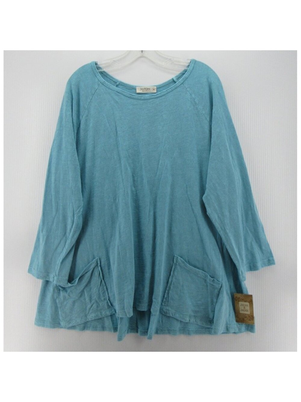Jess & Jane Top XL Shirt Mineral Wash Swing Pockets Slub Cotton NEW